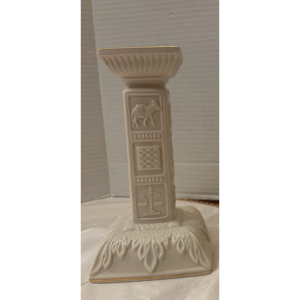 Lenox Twelve Tribes of Israel Candlesticks Ivory Gold Trim Set of 2 USA Made7.5" - Picture 14 of 15